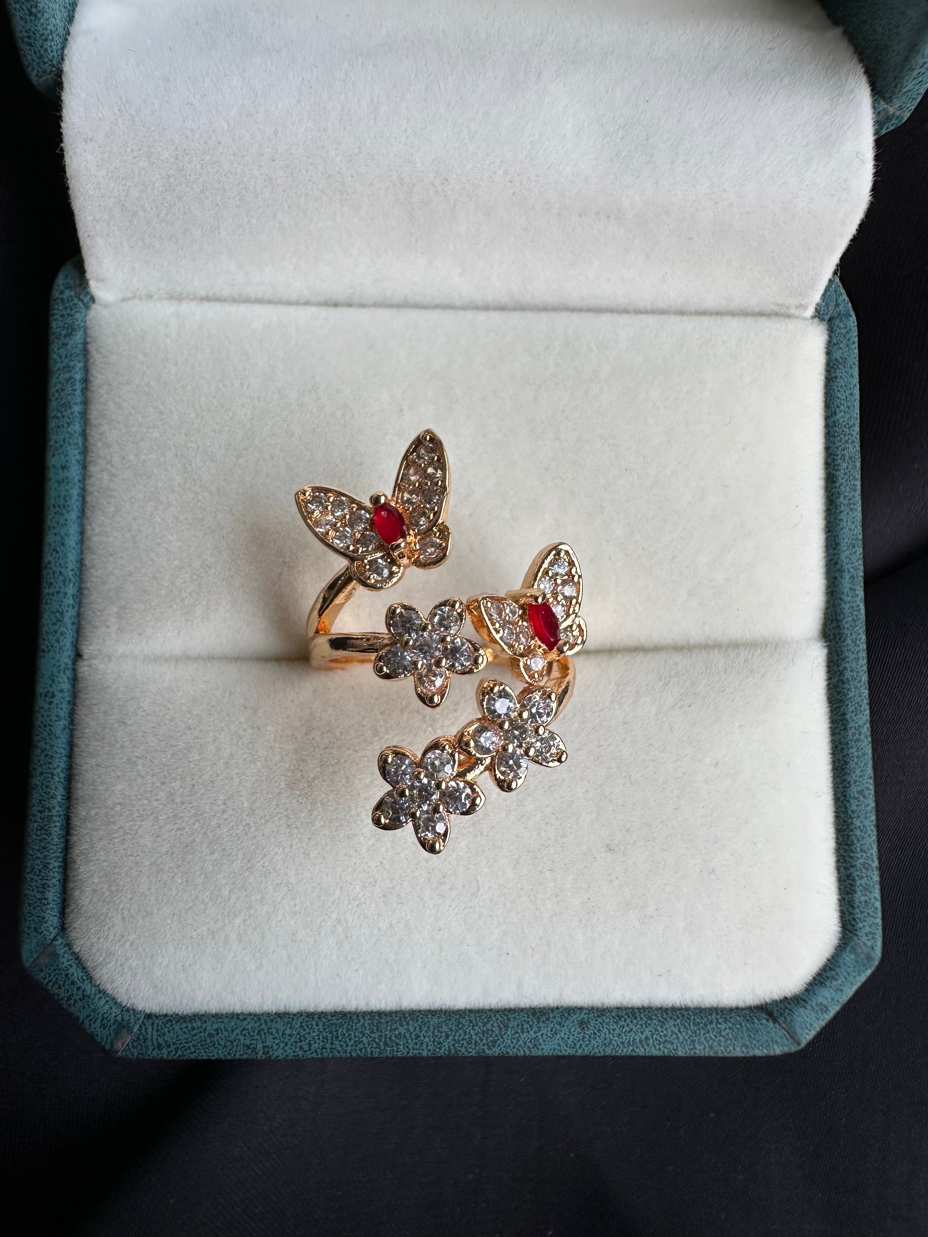 Butterfly flower ring