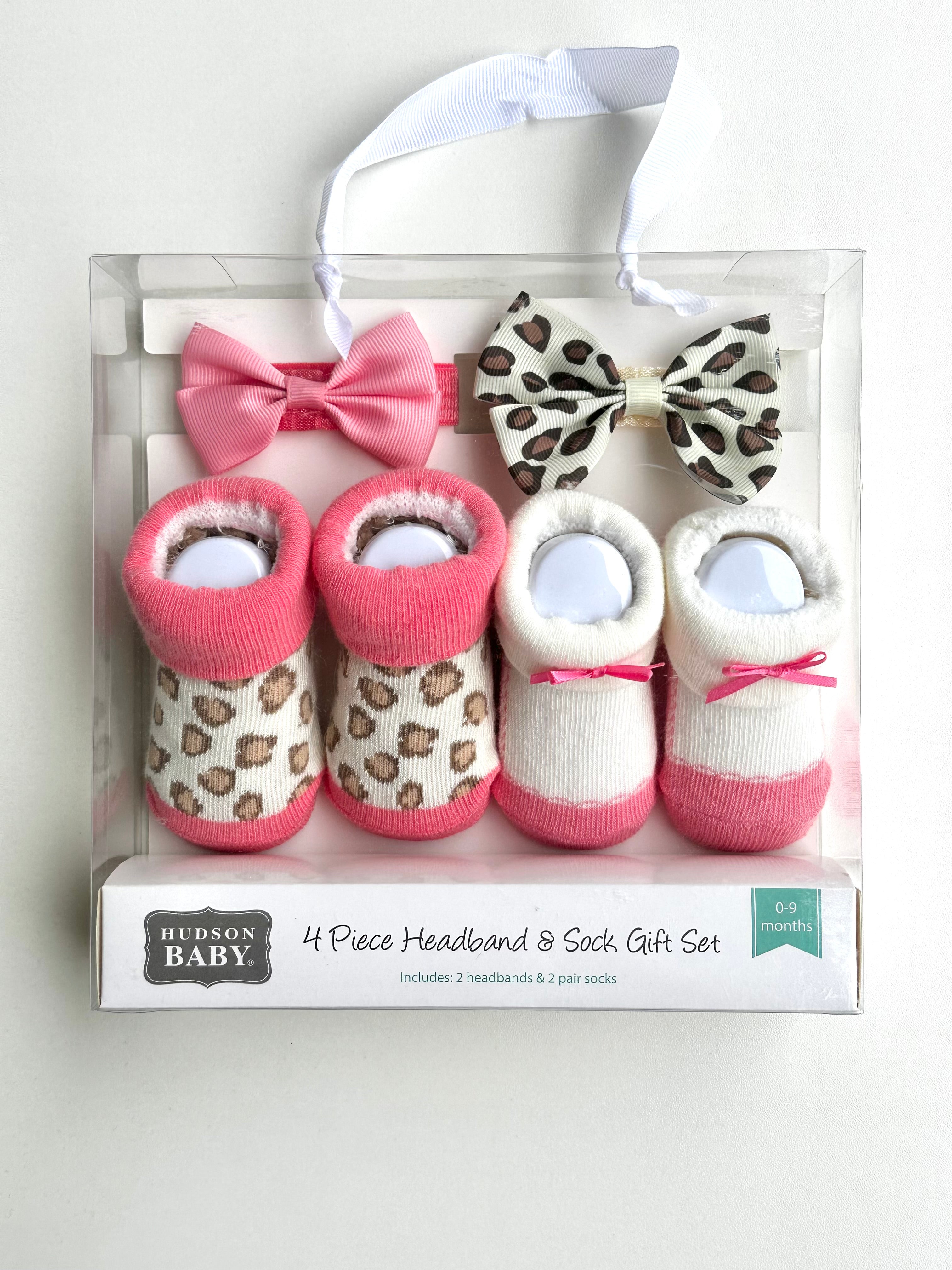 4 piece headband & socks gift set (0 to 9m)